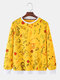 Mens Cotton Allover Funny Letter Printed Crew Neck Casual Pullover Sweatshirts - Yellow