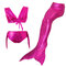 3Pcs Girls Mermaid Tail Bikini Bathing Suit Costume Swimwear For 4Y-13Y - Hot Pink