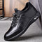Men Cow Leather Hard Wearing Non Slip Business Casual Shoes - Black