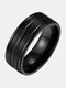 Модное простое однотонное кольцо геометрической формы из матовой нержавеющей стали - Черный