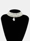 Vintage Special-shaped Pearl Pendant Geometric Pearl Beaded Multilayer Necklace - #01