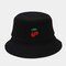 Women & Men Cotton Fruit Embroidery Bucket Hat - Black