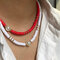 Collana multistrato con pendente di perle di Boemia Collana con clavicola di argilla polimerica di colore misto - 02