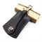 Men Genuine Leather Vintage Outdoor Casual Belt Key Bag - Black