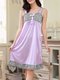 Women's Nightdress Sweet Solid Soft Milk Silklike Feel Strap Pajamas - Purple