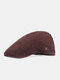 Men Cotton Solid Color Argyle Stitches Breathable Adjustable Sunshade Newsboy Hat Beret Flat Cap - Coffee