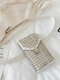 Women Crystals Rhinestone 6.5 Inch Phone Bag Crossbody Bag Shoulder Bag - White