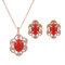 Luxury Jewelry Set Rhinestone Resin Flower Earrings Necklace Set - Red