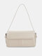 Women Faux Leather Brief Multi-Pockets Solid Color Crossbody Bag Shoulder Bag - White