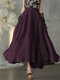 Solid Color Elastic Waist Plus Size Skirt with Pockets - Purple
