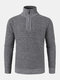 Mens Thick Half Zipper Collar Slim Fit Daily Jumper Warm Knitted Sweater - Gray