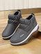 Women Casual Slip-On Warm Lining Soft Comfy Waterproof Slip Resistant Snow Boots In Winter - Gray