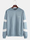 Mens Two-color Block Patchwork Long Sleeve Sweatshirts - Sky Blue