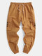 Mens 100% Cotton Utility Drawstring Relaxed Fit Cuffed Cargo Pants - Brown