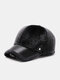 Men Artificial Mink Hair PU Patchwork Solid Color Built-in Ear Protection Cold-proof Warmth Baseball Cap - Gray