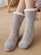 Women Home Carpet Sock Fur Warm Plush Bedroom Non-slip Soft Indoor Comfy Floor Sock - Gray