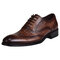 Men Crocodile Embossing PU Leather Non Slip Retro Casual Formal Shoes - Brown