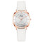 Trendy Elegant Women Wristwatch Rose Gold Alloy Case Leather Band Quartz Watches - White