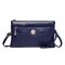 Women PU Leather Casual Clutch Bags Multi-function Crossbody Bags Solid Wallet - Blue