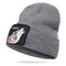 Wool Hat Animal Pattern Knitted Hat Skull Cap Beanie - Gray