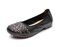 Socofy Leather Breathable Soft Comfortable Round Toe Casual Flats - Black