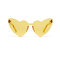 Siamese Piece Frameless Peach Heart Glasses Female Retro Love Heart-shaped Frog Mirror  - Yellow