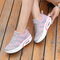 Women Comfy Soft Breathable Mesh Lace Up Shake Shoes - Grey
