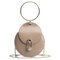  Women Concise Metal Ring Chain Shoulder Portable Handbag - Khaki