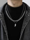 2 Pcs Trendy Fashion Hip-hop Multi-layers Capital Alphabet Letter Shape Titanium Stainless Steel Necklace - F