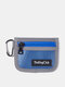 Men Patchwork Contrast Color Mini Zipper Pouch Card Holder - Blue