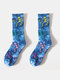 1PC Men Cotton Tie-dye Skull Pattern Fashion Sport Skateboard Anti-slip Plus Size Stockings Tube Socks - Dark Blue