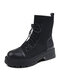 Women Fashion Casual Lace-up Comfy Platforms Socks Boots - Black