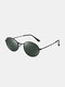 Unisex Alloy Oval Full Frame Polarized UV Protection Fashion All-match Sunglasses - Black frame/Dark green