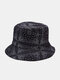 Unisex Cotton Print Summer Outdoor Sun Protection Sun Hat Double-sided Foldable Bucket Hat - Black