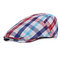 Womens Cotton Colorful Plaid Square Summer Cap Duckbill Ivy Cap Flat Cabbie Newsboy Beret Hat - Red