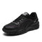 Men PU Leather Non Slip Splicing Casual Running Sneakers - Black