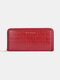 Women Casual Large Capacity Multifunction Faux Leather Long Wallet Purse - Red