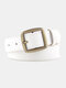Women PU Alloy Solid Color Vintage Dark Gold Square Pin Buckle Casual Decorative Belt - White