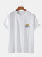 Mens Solid Color Rainbow Print Breathable & Thin O-Neck T-Shirts - White