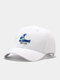 Unisex Cotton Sea Wave Embroidery Fashion All-match Adjustable Outdoor Sunshade Peaked Caps Baseball Caps - White