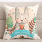 Belle lapin dessin animé motif taie d'oreiller en lin maison tissu canapé housse de coussin méditerranéen - #6