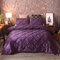 3Pcs Luxury Polyester Solid Color Bedding Set Full Queen King Size Duvet Quilt Cover Pillowcase - Purple