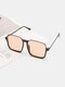 Unisex Metal Oversized Square Half-frame Anti-blue Light Anti-UV All-match Sunglasses - Black Frame Orange Lenses