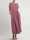Polka Dot Print Pleated Short Sleeve Plus Size Dress - Pink