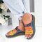 Large Size Women Comfy Retro Stitching Splicing Hollow Wedges Sandals - Blue