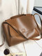 Women's Soft Faux Leather Temperament Commuter Large Capacity Flip Bag Retro Shoulder Messenger Bag Handbag - Coffee