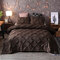 3Pcs Luxury Polyester Solid Color Bedding Set Full Queen King Size Duvet Quilt Cover Pillowcase - Coffee