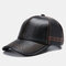 Men Artificial Leather Vintage Baseball Cap Personality With Woven Hat - Black