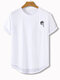 Mens Rose Print Crew Neck Sporty Short Sleeve T-Shirt - White