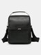Men Vintage Texture Large Capacity  Zipper Decor Crossbody Bag Shoulder Bag - Black
